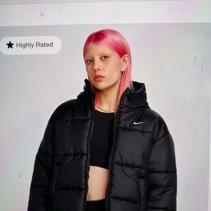 Nike Women's Black Hooded Puffer Jacket